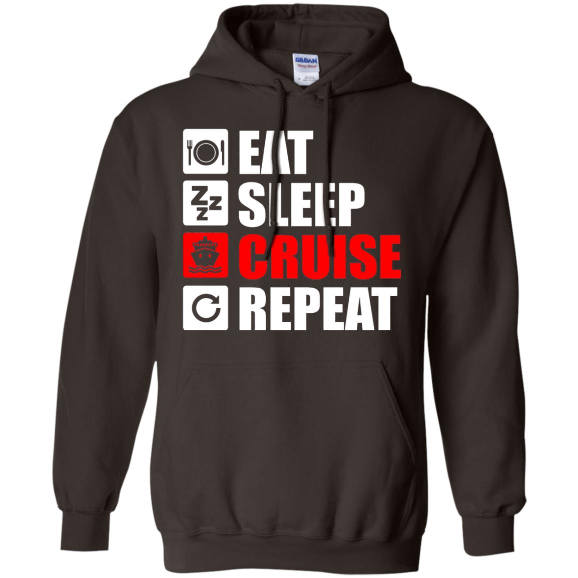 Eat Sleep Cruise Repeat Summer Vacation T-shirt Dark Chocolate