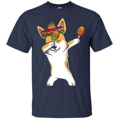 Dabbing Corgi Funny Cinco De Mayo T-shirt Navy