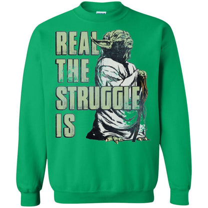Film T-shirt Star Wars Yoda Real The Struggle Is Graphic Irish Green