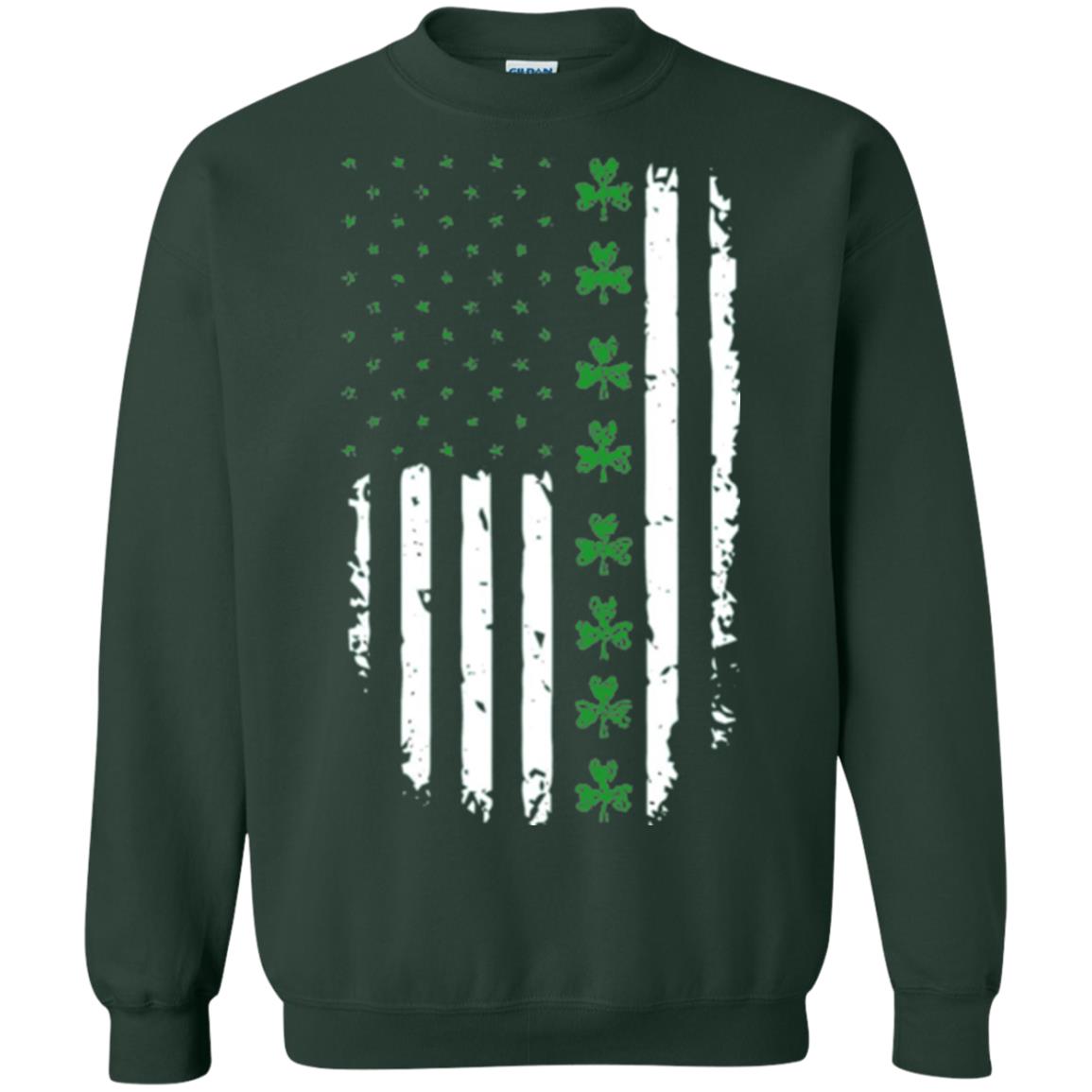 Irish American Flag St. Patrick_s Day T-shirt Forest Green
