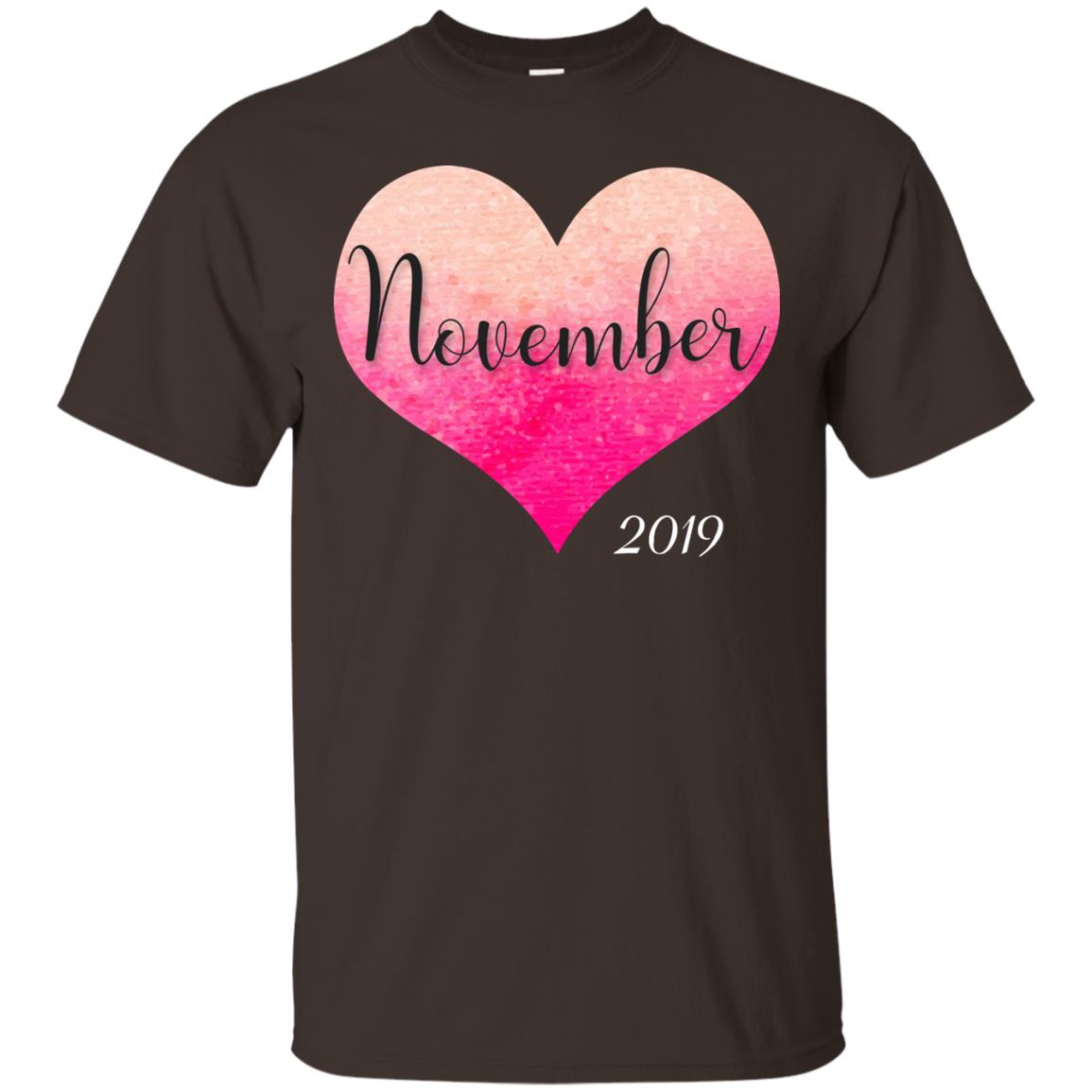 Pregnancy Reveal Announcement Party November 2019 Shirt Dark Chocolate