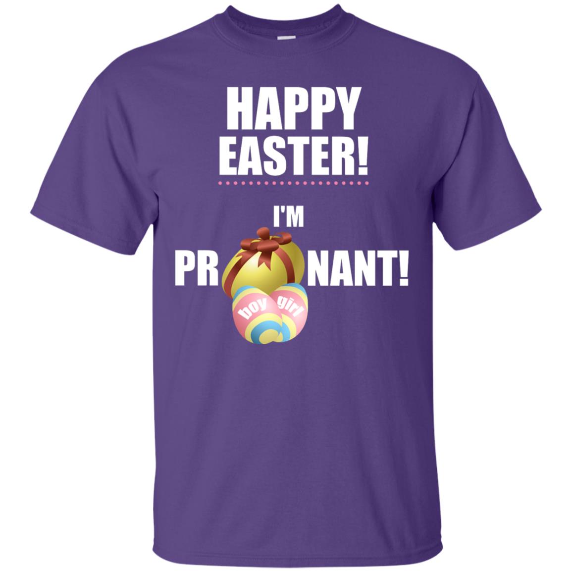Happy Easter I Am Pregnant Pregnancy Announcement Shirt Purple