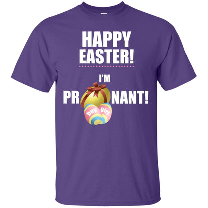 Happy Easter I Am Pregnant Pregnancy Announcement Shirt Purple