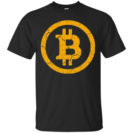 Bitcoin T-shirt Vintage Worn Distressed Look Design Black