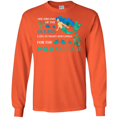 She Dreams Of The Oceans Mermaid T-shirt Orange