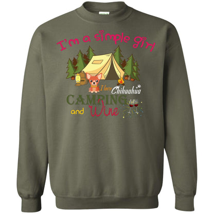 I’m A Simple Girl I Love Chihuahua Camping And Wine Shirt Military Green