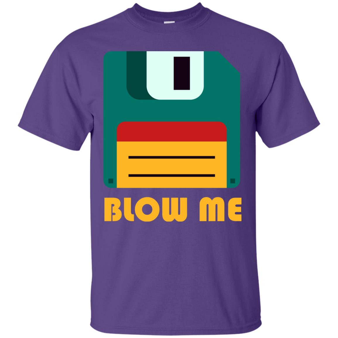 Blow Me Funny Floppy Disk Saying T-shirt Purple