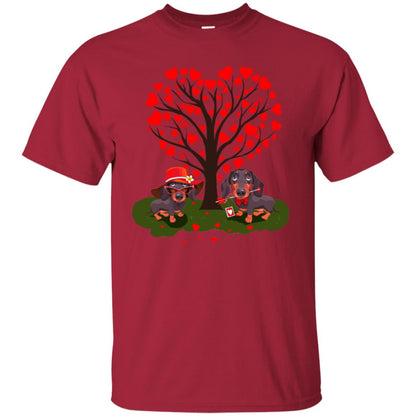 Valentine Dachshund Couple Heart Tree Shirt Cardinal