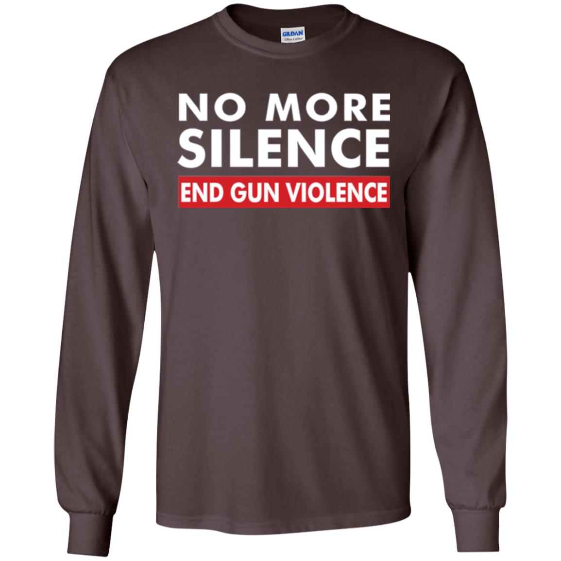 No More Silence End Gun Violence Anti-gun T-shirt Dark Chocolate