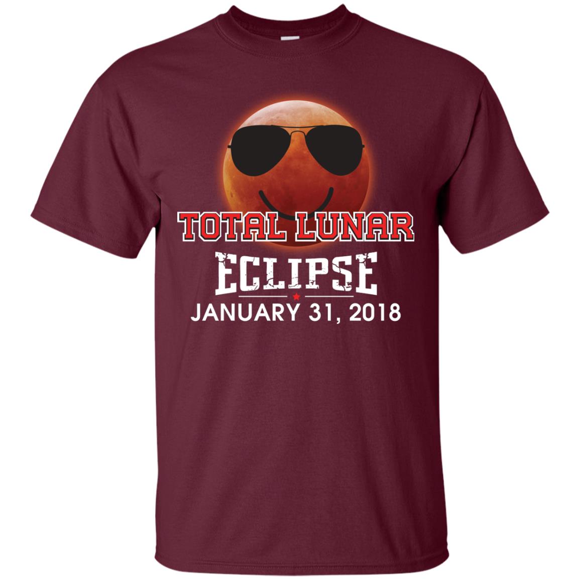 Blood Moon T-shirt Total Lunar Eclipse January 31. 2018 Maroon