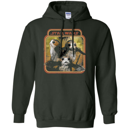 Film T-shirt Star Wars Last Jedi Porg Triplets Retro Box Graphic Forest Green
