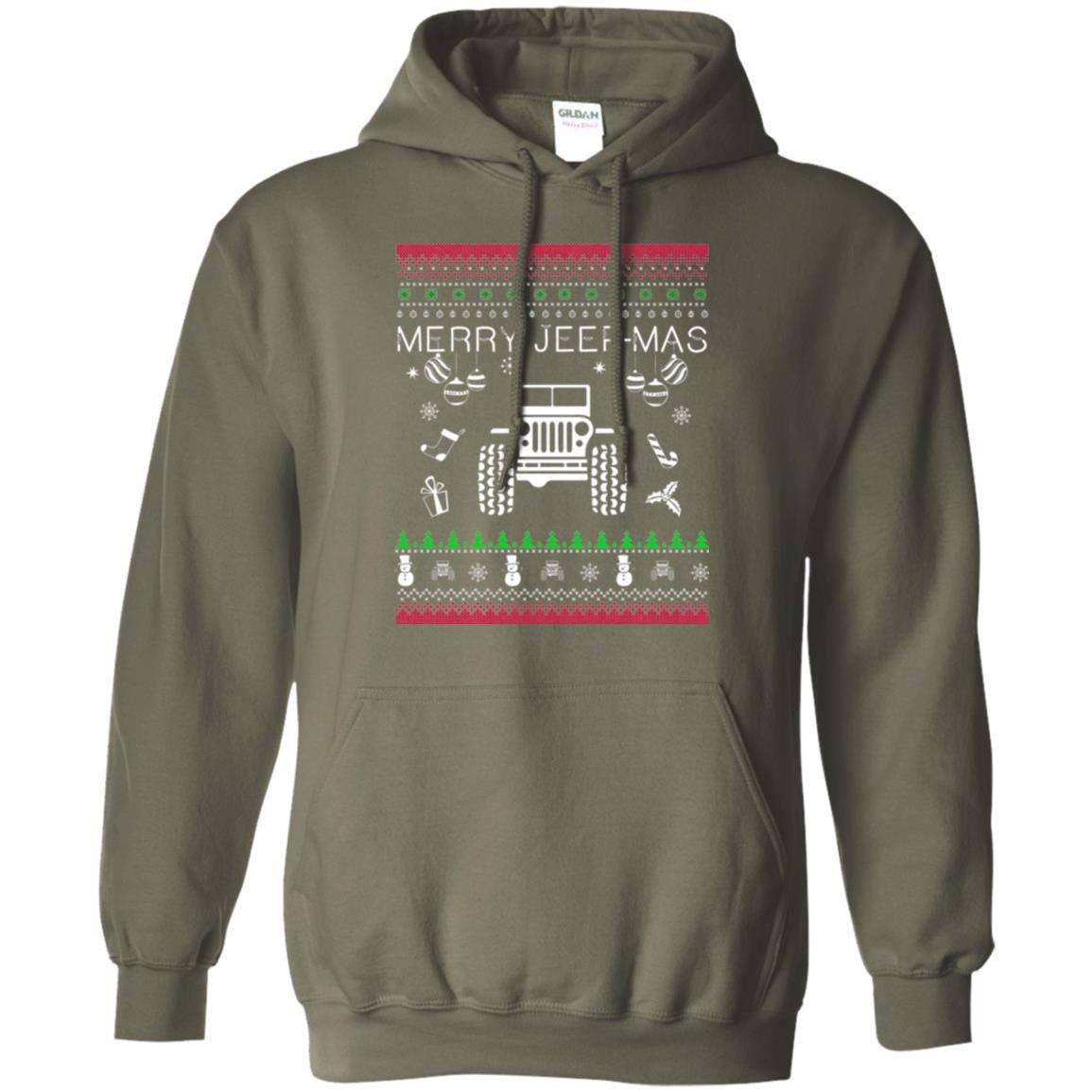 Christmas T-shirt Mery Jeep-mas Jeep Ugly Military Green