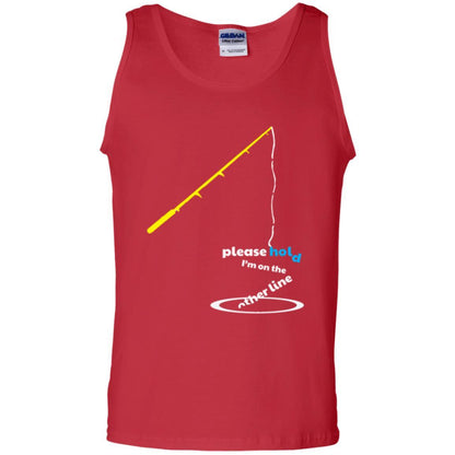 Fisherman T-shirt Please Hold I'm On The Other Line Red