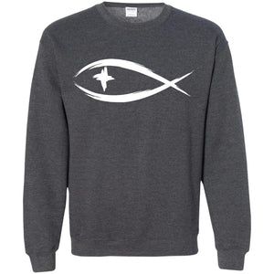 Jesus Fish Christian ShirtG180 Gildan Crewneck Pullover Sweatshirt 8 oz.