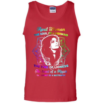 April Woman Shirt The Soul Of A Mermaid The Fire Of Lioness The Heart Of A Hippeie The Spirit Of A Butterfly Red