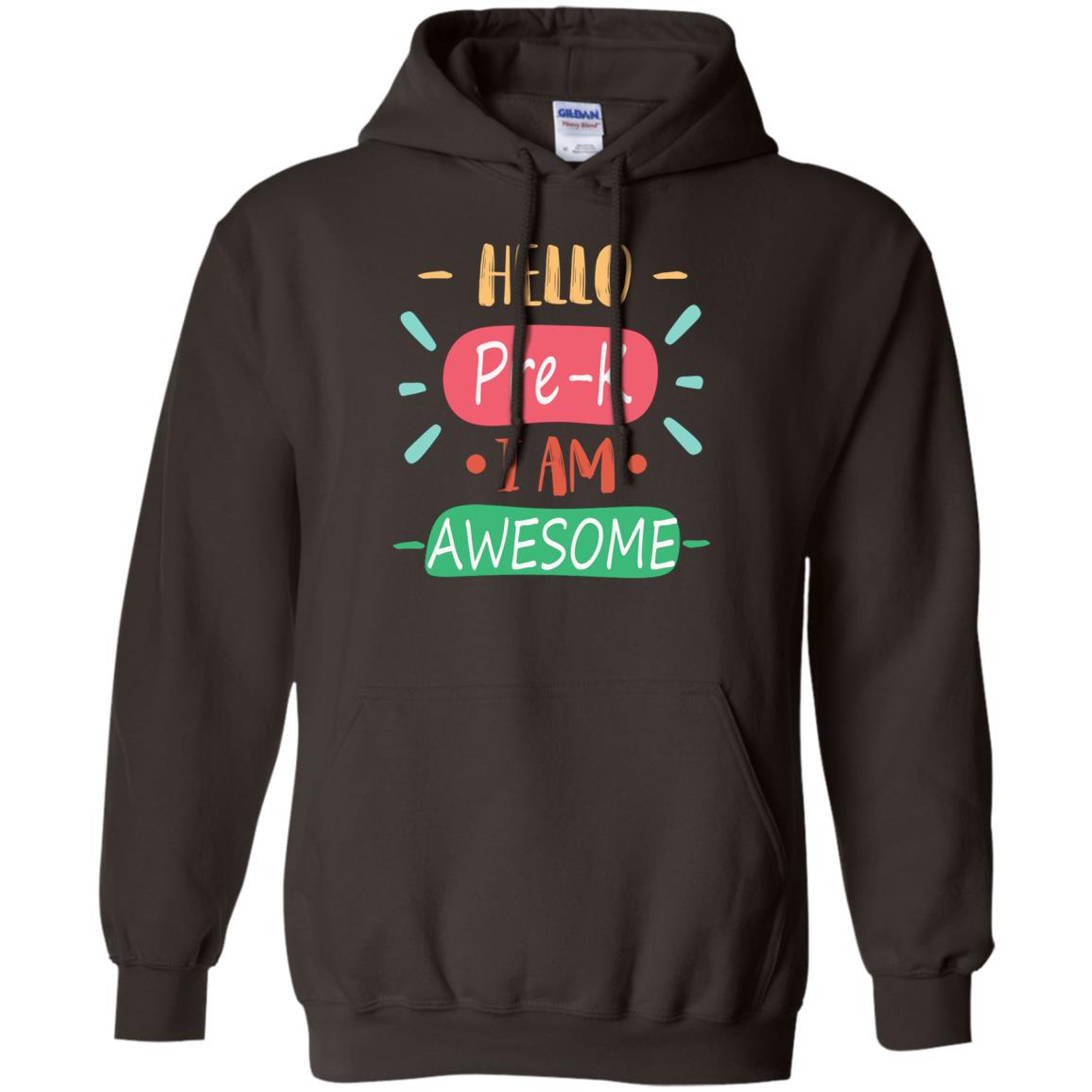 Hello Pre-k Grade I Am Awesome Pre-k Back To School First Day Of School Shirt Dark Chocolate