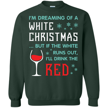 Christmas T-shirt I'm Dreaming Of A White Christmas Forest Green