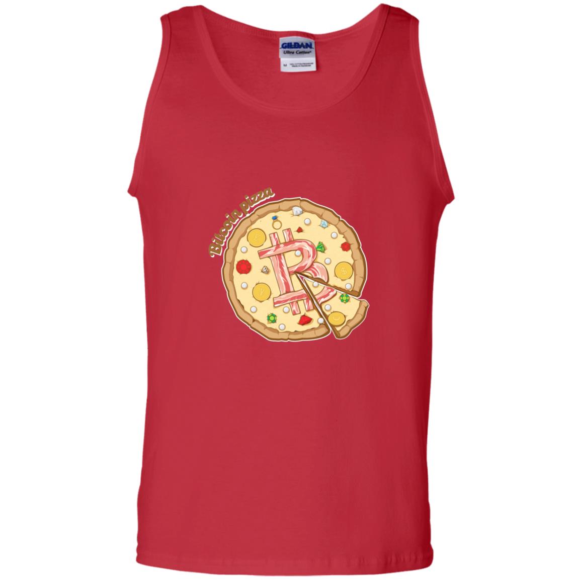 Funny Bitcoin Pizza T-shirt Crypto Currency Red