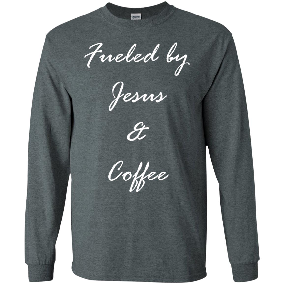 Fueled By Jesus Coffee Graphic Christian T-shirt Dark Heather