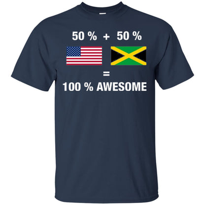 Half Jamaican Half American 100_ Jamaica Flag T-shirt Navy
