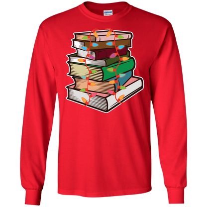 Fairy Lights Christmas Gift T-shirt Book Lover Red