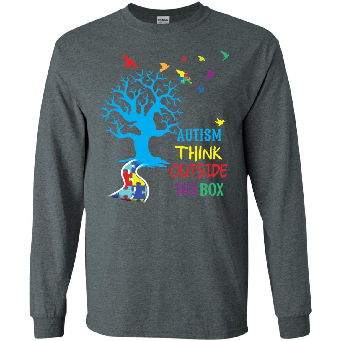 Autism Awareness T-shirt Autism Think Outside Dark Heather