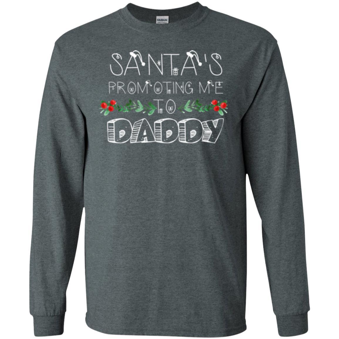 Family Christmas T-shirt Santa's Promoting Me To Daddy Dark Heather