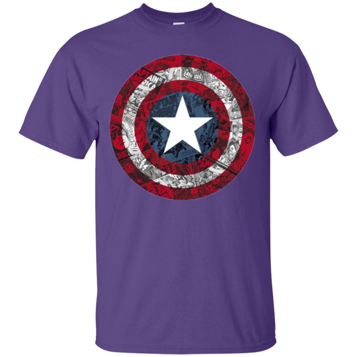Film T-shirt Captain America Avengers Shield Comic Graphic Purple