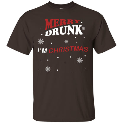 Merry Drunk I'm Christmas I'm Drunk Funny Drunken X-mas Shirt Dark Chocolate