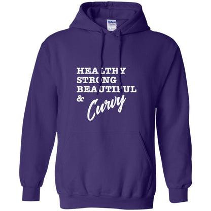 Bold Exercise T-shirt Healthy Strong Beautiful And Curvy Purple