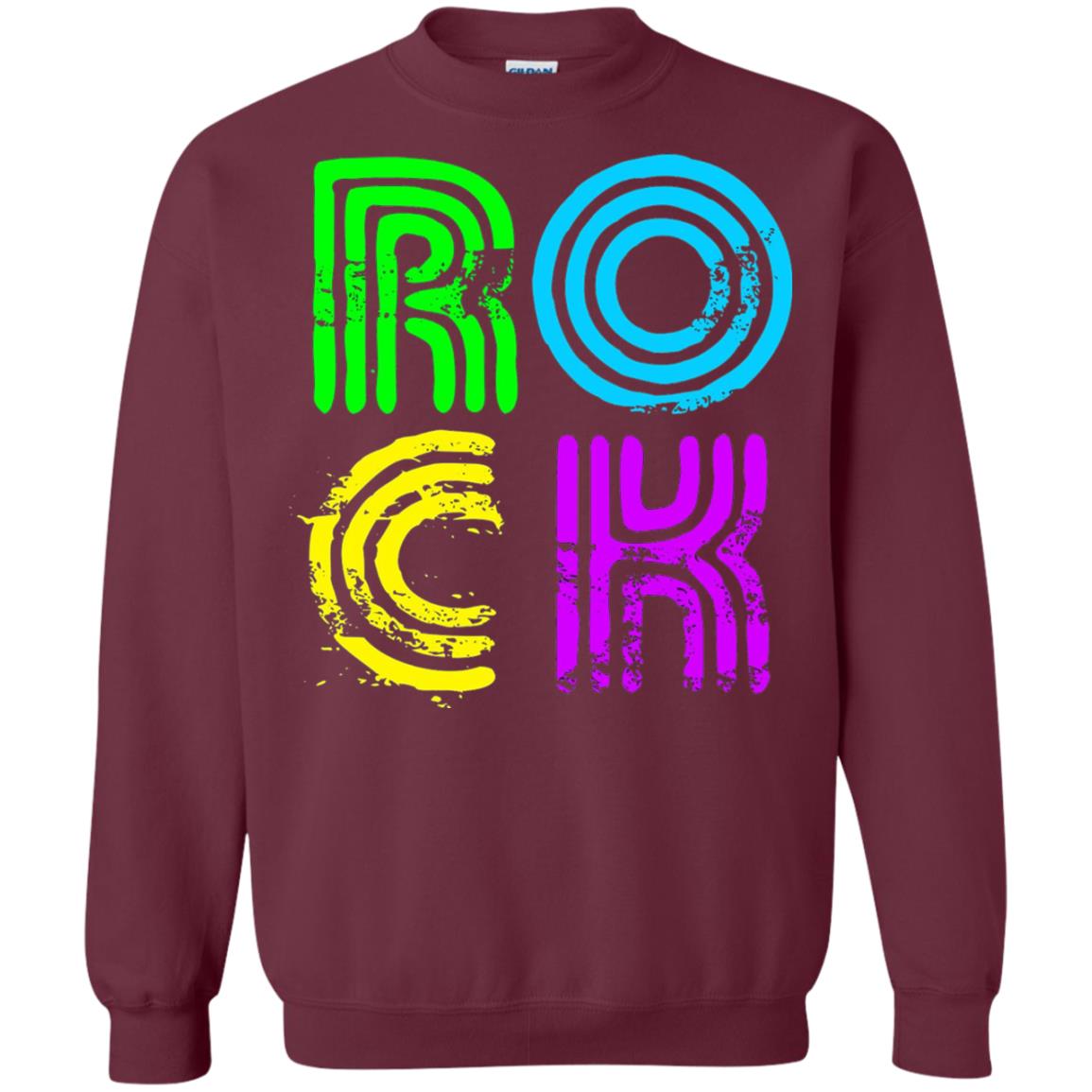 Bright Neon Colours Rock 80_s Retro Theme T-shirt Maroon