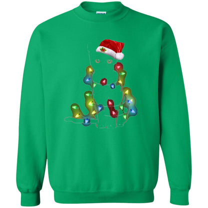 Christmas T-shirt Cat And Lights Irish Green