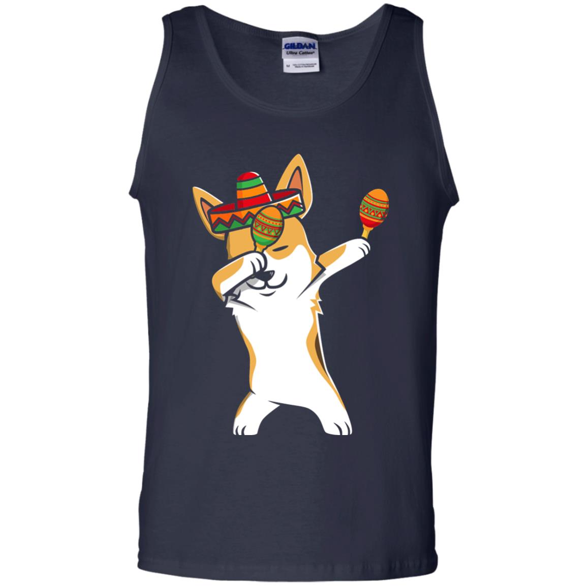 Dabbing Corgi Funny Cinco De Mayo T-shirt Navy