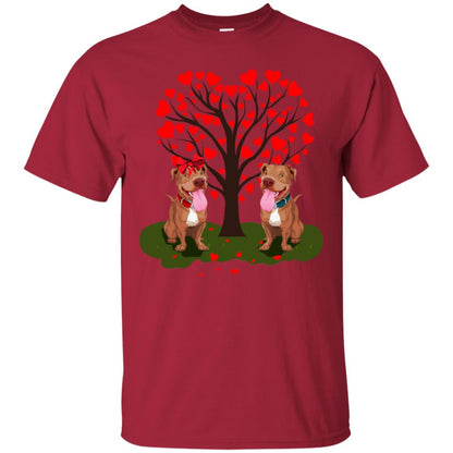 Valentine Pitbull Couple Heart Tree Shirt Cardinal