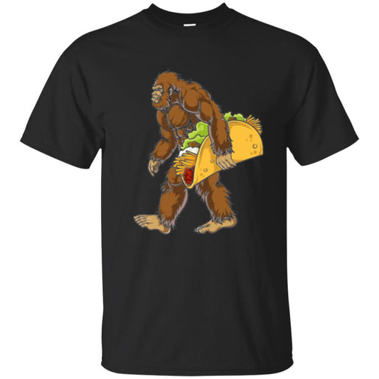 Camping T-shirt Bigfoot Sasquatch Carrying Taco Black