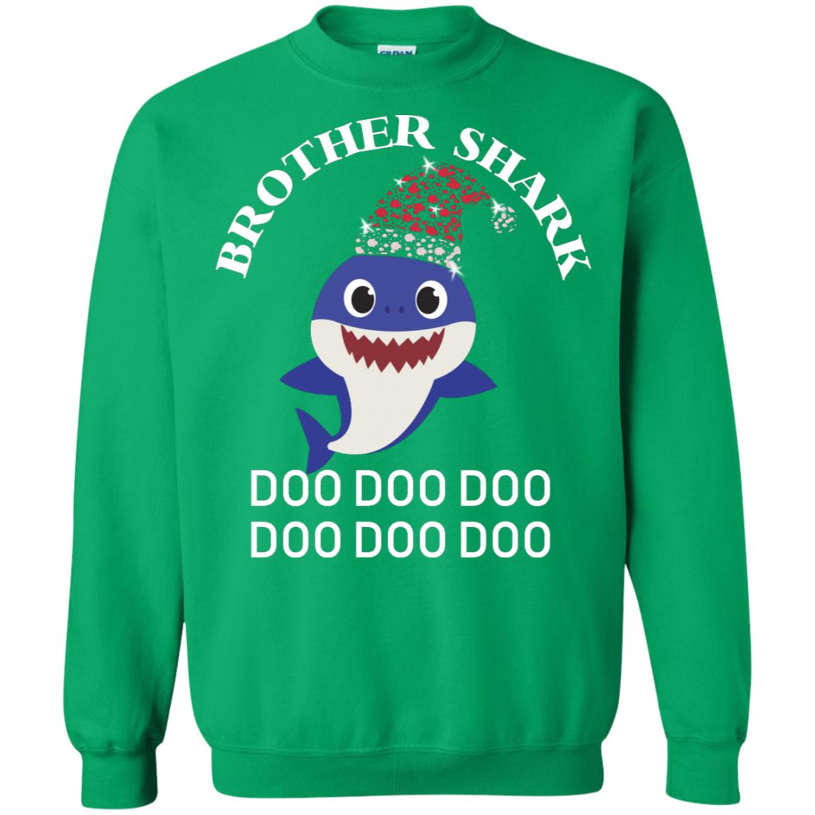 Brother Shark With Santa Claus Hat Merry X-mas Family Shark Gift Shirt Irish Green