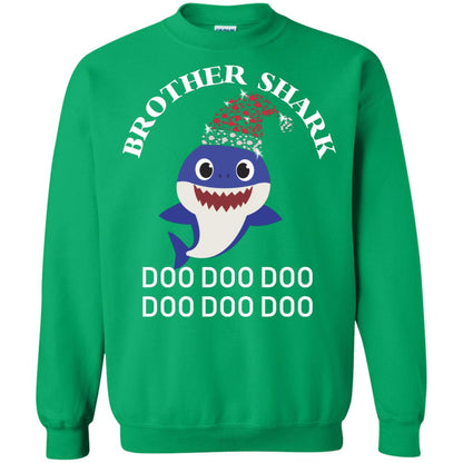 Brother Shark With Santa Claus Hat Merry X-mas Family Shark Gift Shirt Irish Green