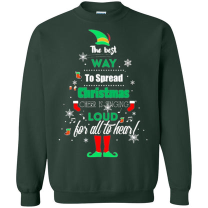 Elf Christmas T-shirt The Best Way To Spread Christmas Cheer Forest Green