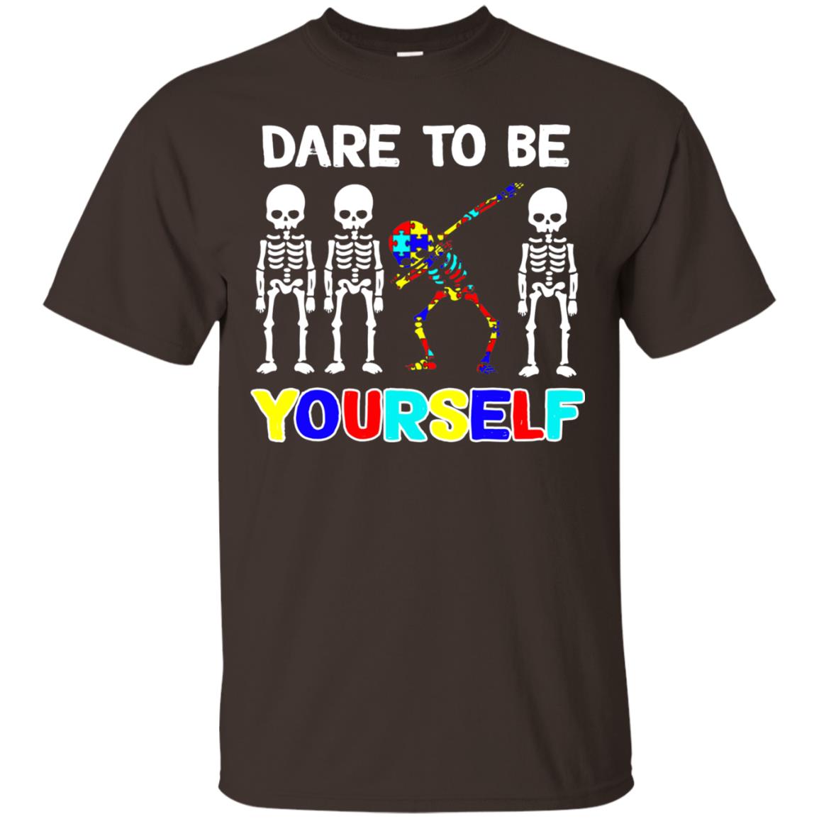 Sleketon Dabbing Dare To Be Yourself Autism Awareness T-shirt Dark Chocolate