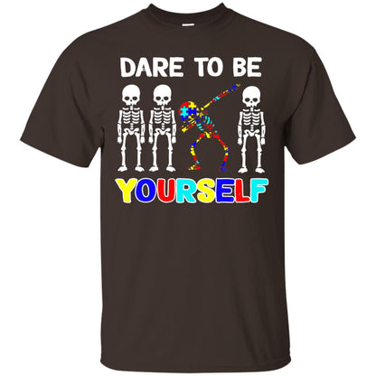 Sleketon Dabbing Dare To Be Yourself Autism Awareness T-shirt Dark Chocolate