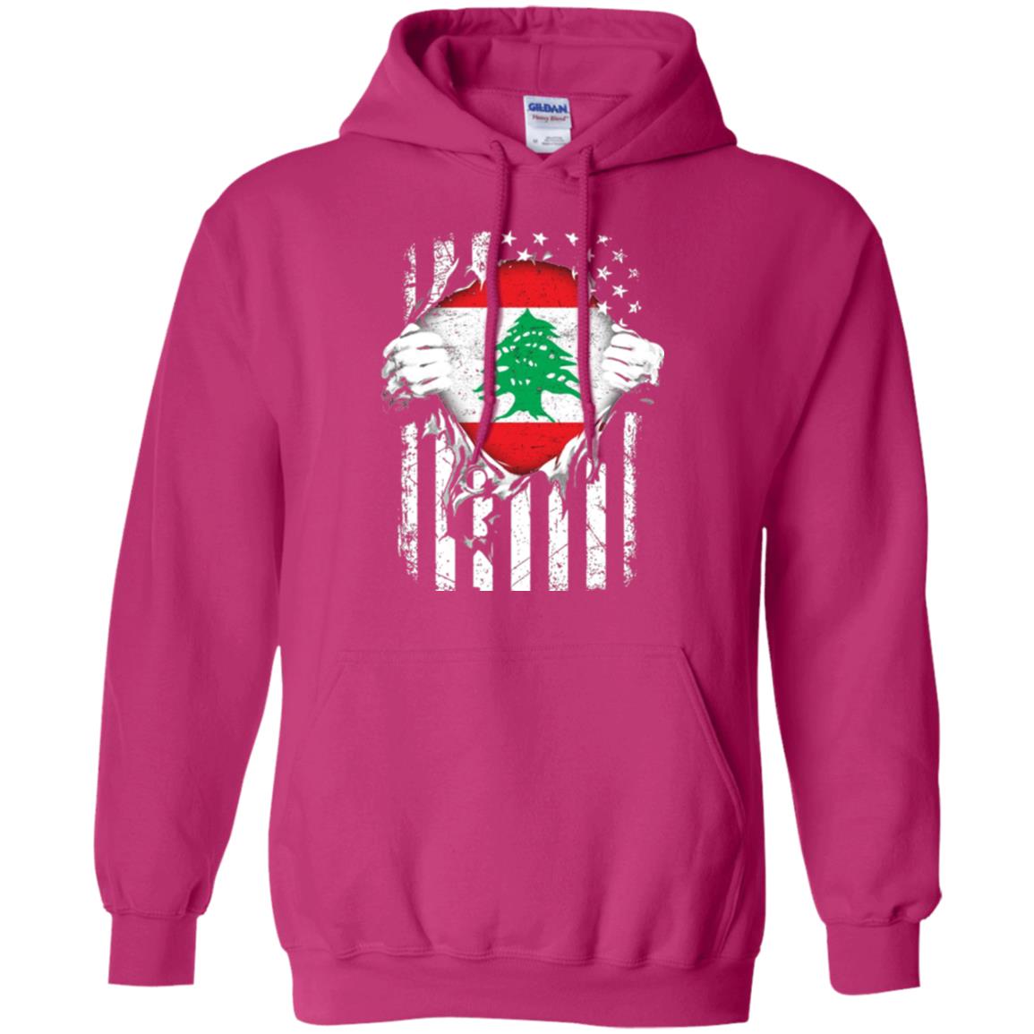 Super Lebanon Hearts American Patriot Flag Lebanese T-shirt Heliconia