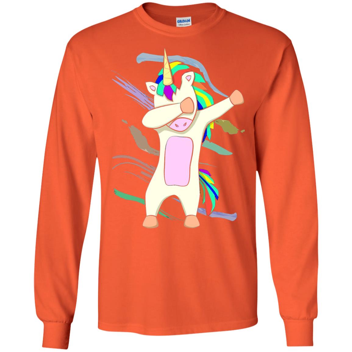 Magical Dabbing Unicorn Funny T-shirt Orange
