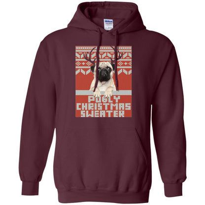 Dog Lovers T-shirt Pugly Christmas Sweater Maroon