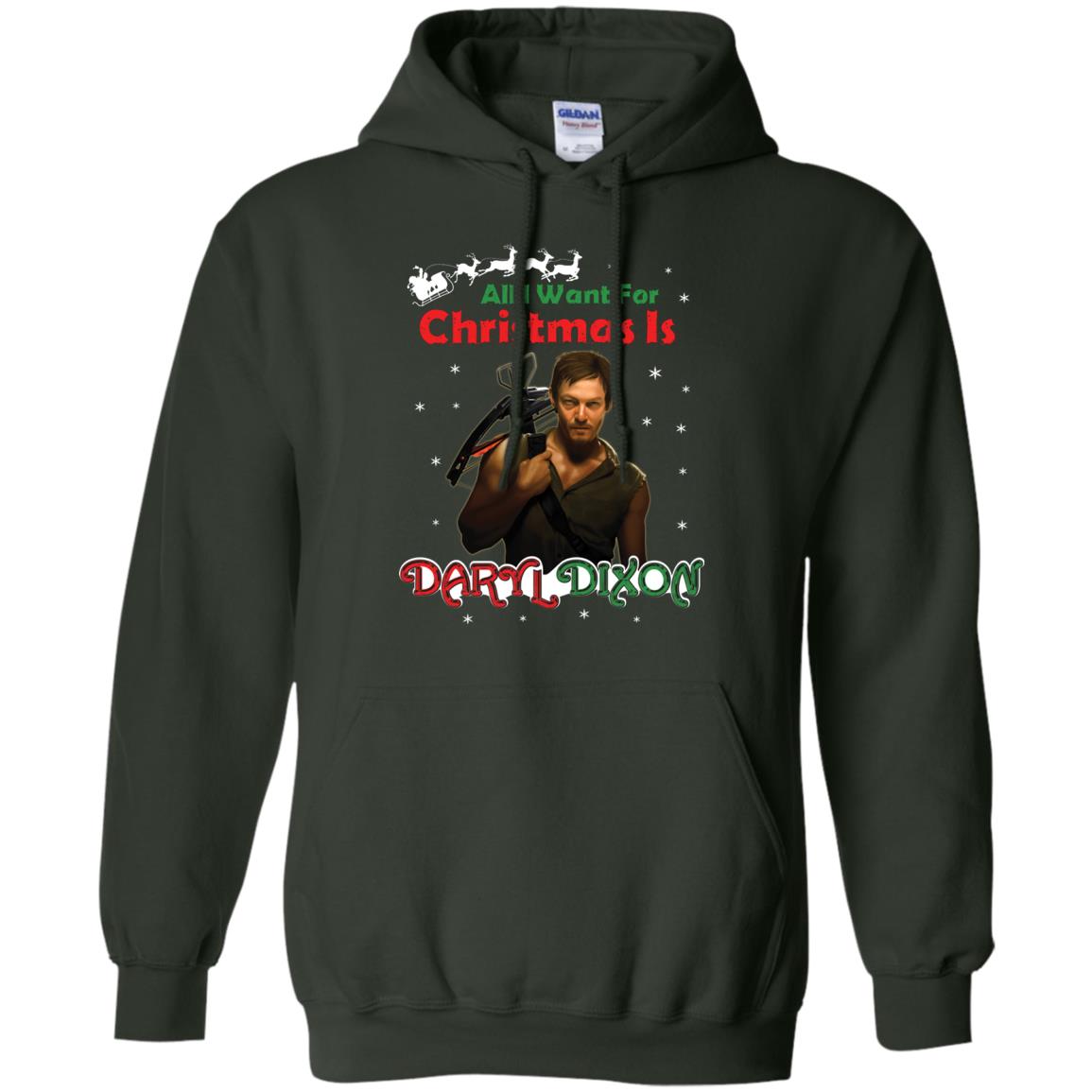 All I Want For Christmas Is Daryl Dixon Shirt Forest Green