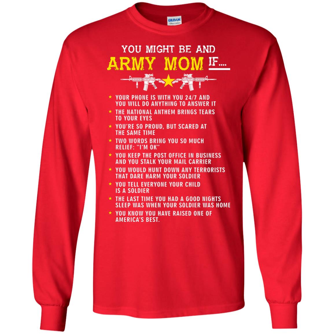Veteran T-shirt You Might Be An Army Mom If Red