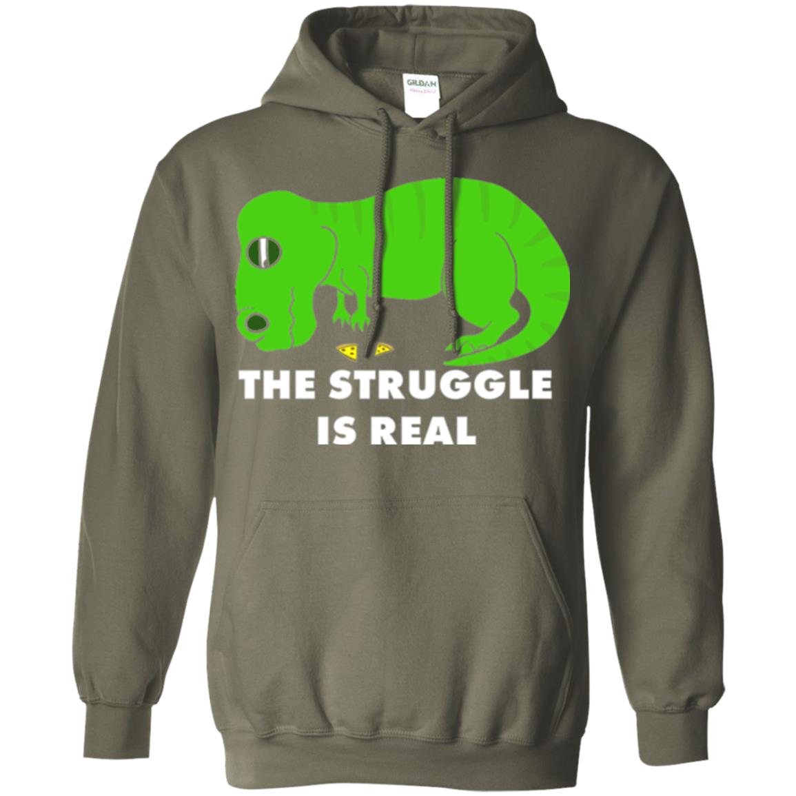 Funny Dinosaus T-shirt The Struggle Is Real Military Green