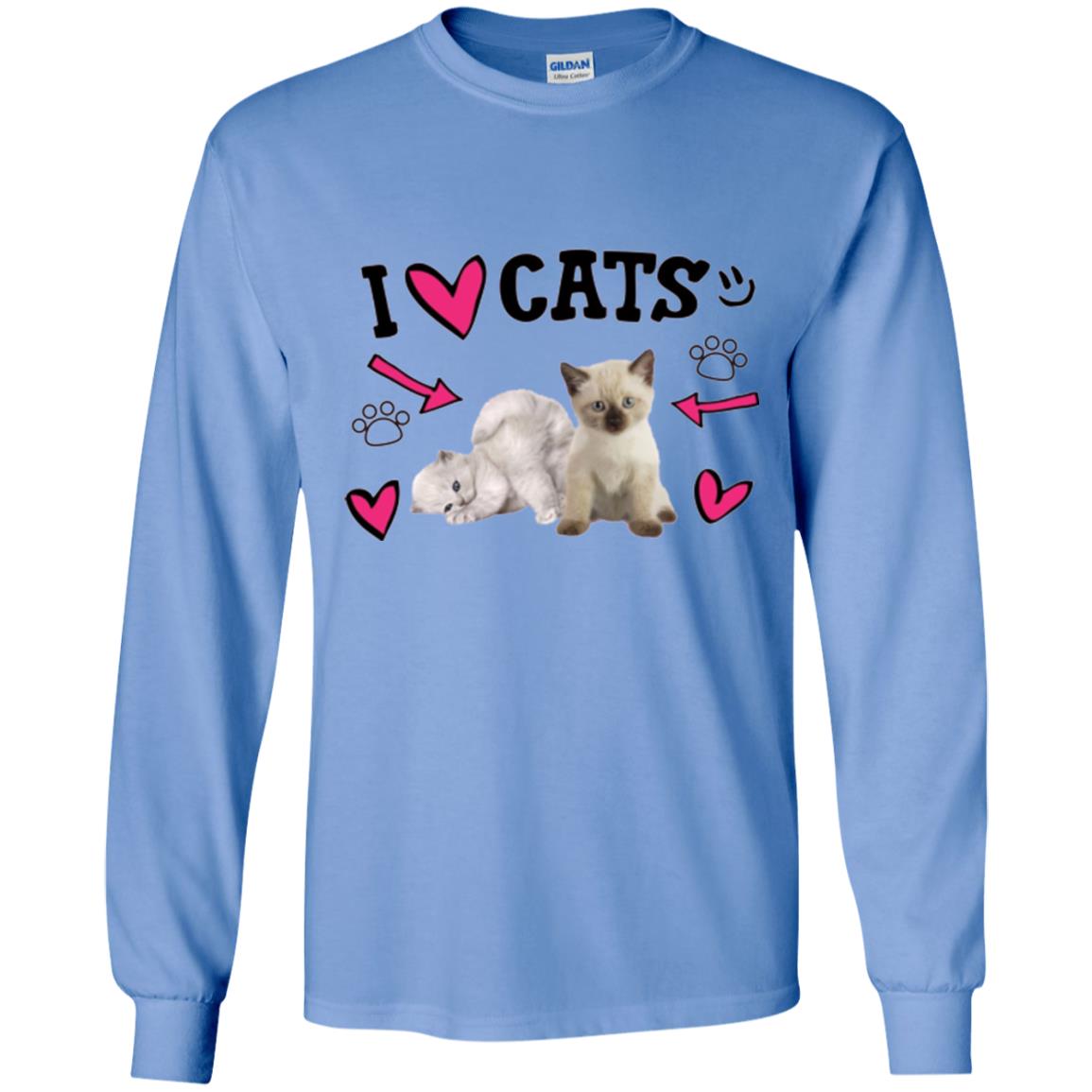 Cat Lover T-shirt I Love Cats Carolina Blue
