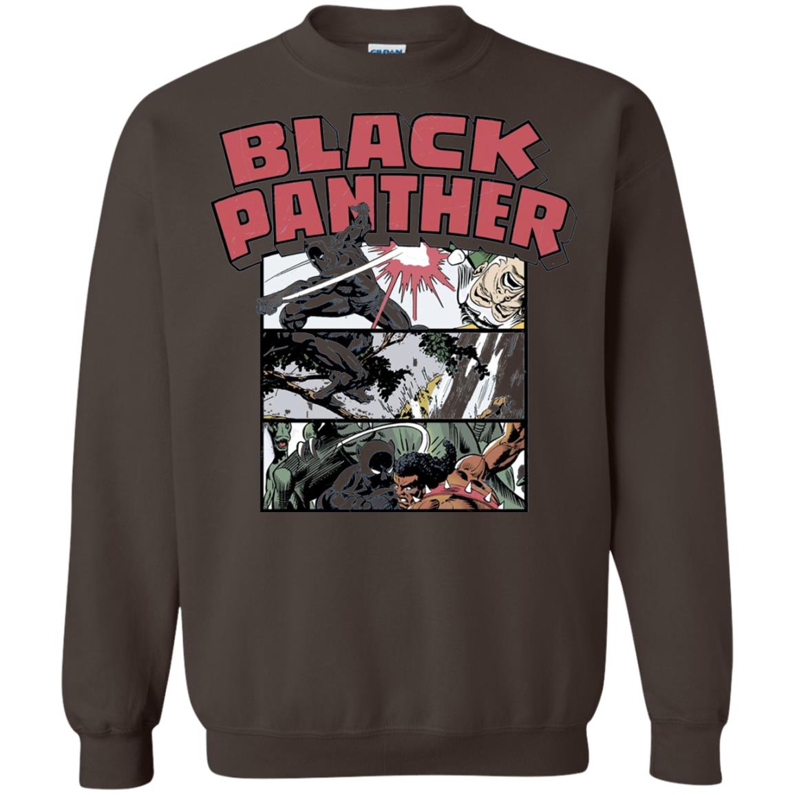 Black Panther Retro Comic Stacked Panel Art T-shirt Dark Chocolate