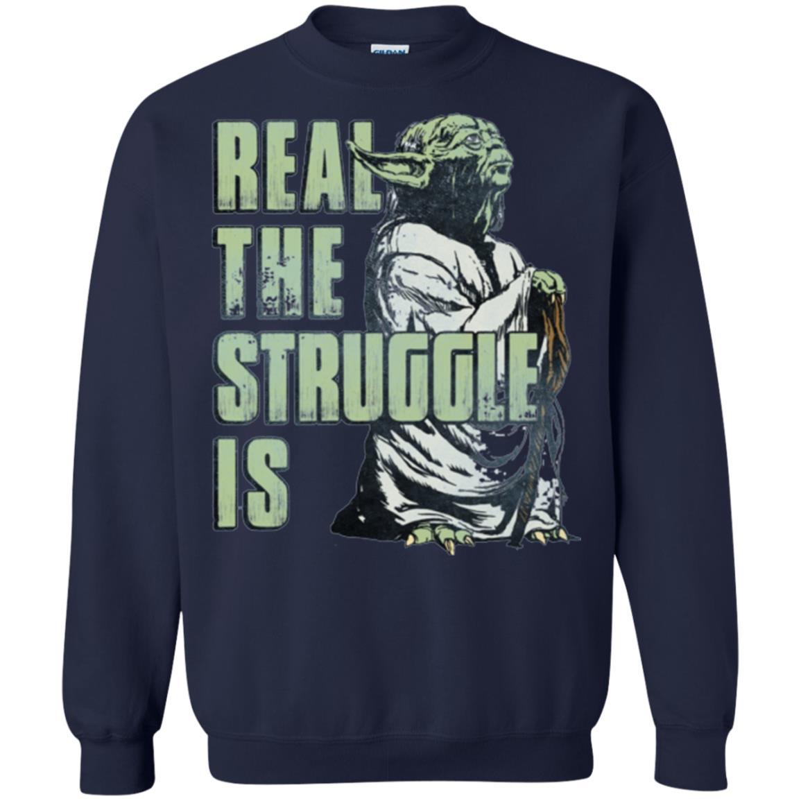 Film T-shirt Star Wars Yoda Real The Struggle Is Graphic Navy