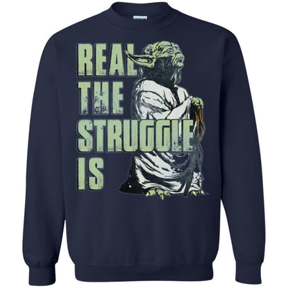 Film T-shirt Star Wars Yoda Real The Struggle Is Graphic Navy